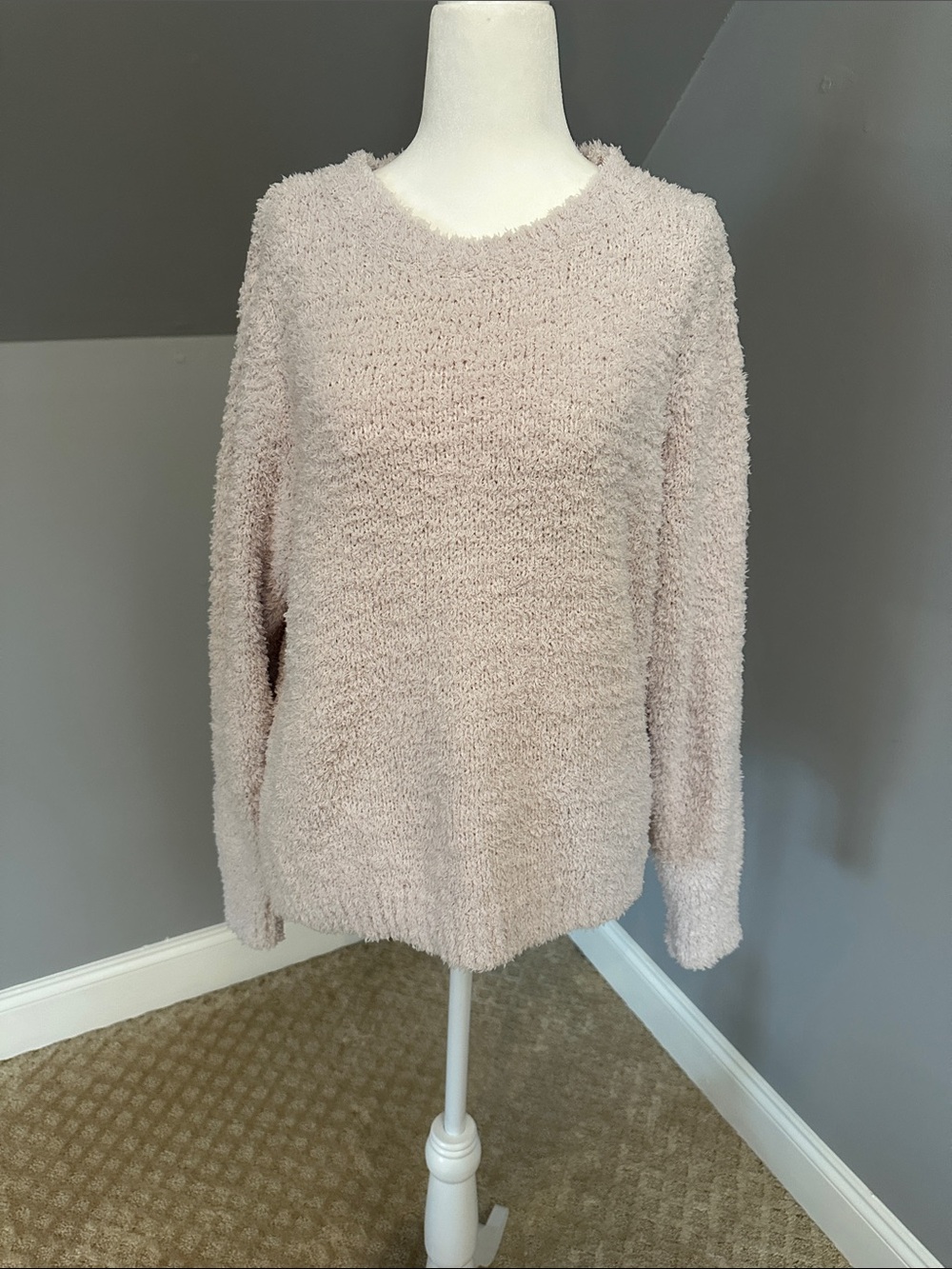 POL Plush Crewneck Sweater — Soft Blush Pink